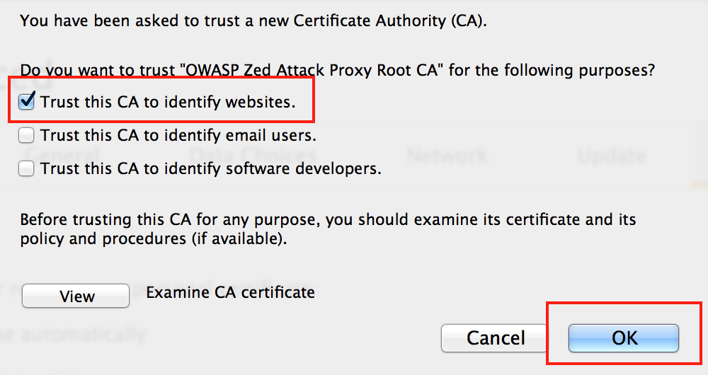 Trust the certificate generated by ZAP to identify websites