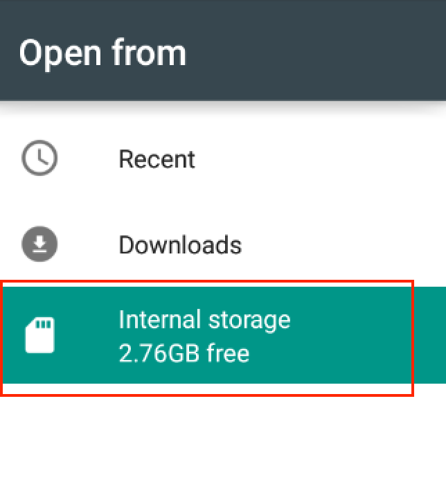 Select internal storage