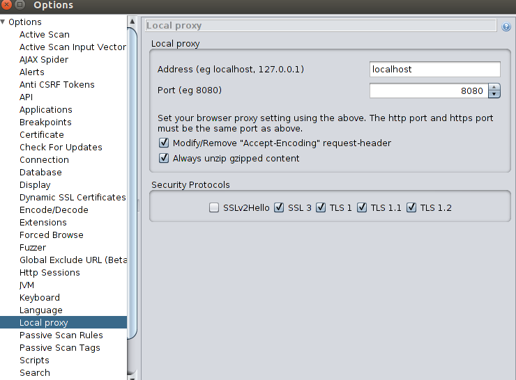 Set Local Proxy address