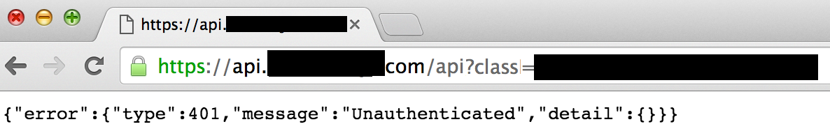 A response that shows the user is not authenticated, and cannot access information