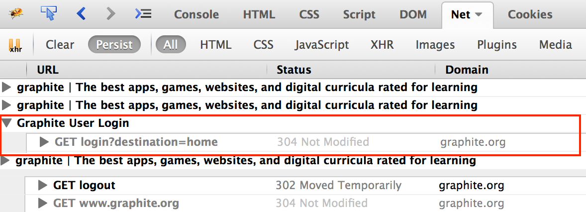 Expanding the session information in Firebug