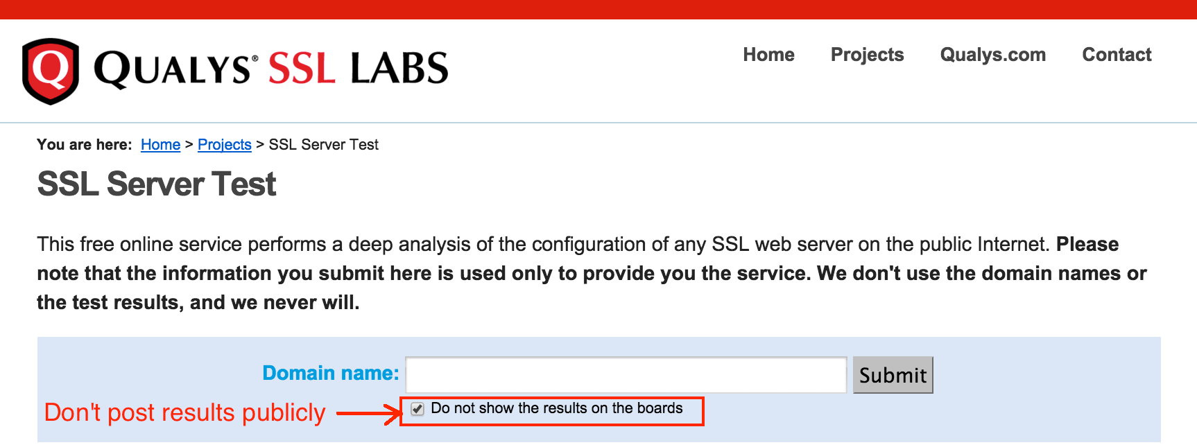 Using the Qualys SSL Server Test